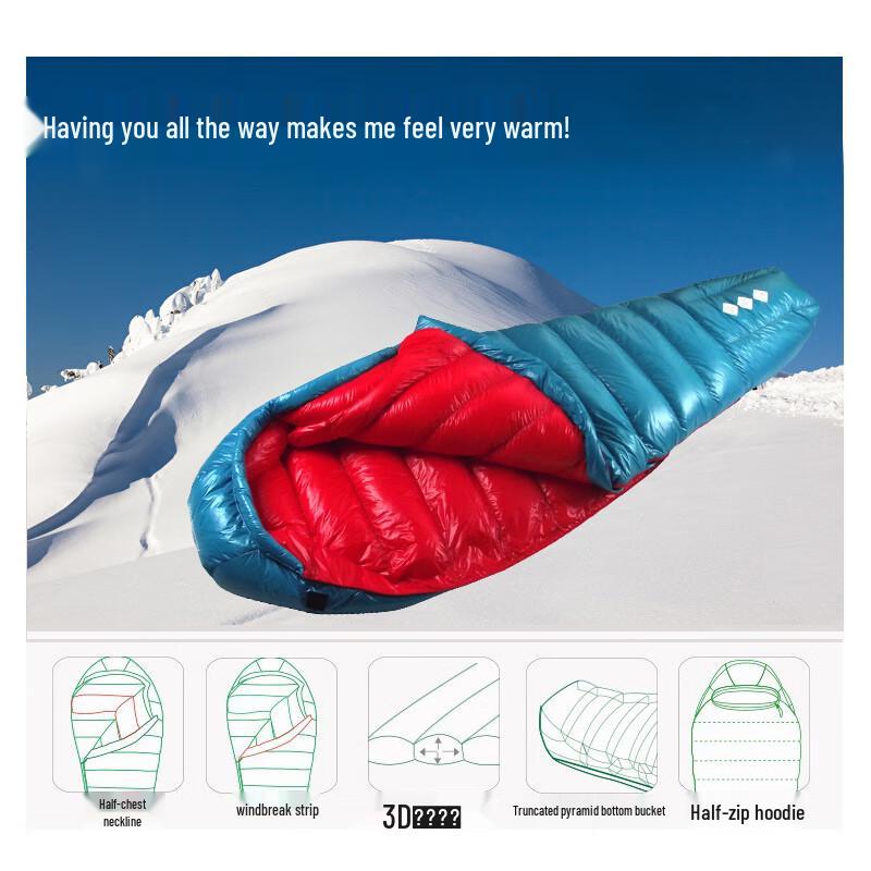 Tri-polar Mummy Warm Camping Sleeping Bag