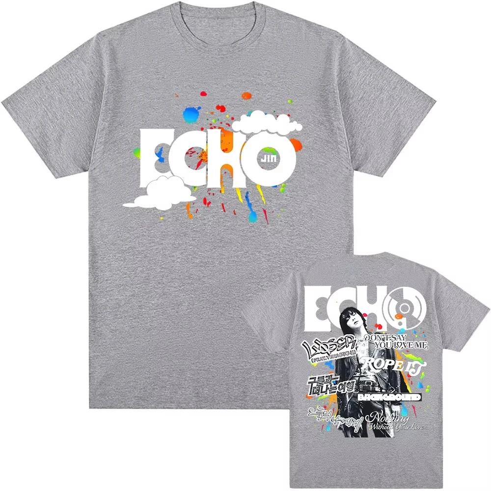 Jin Эхо Сольный Альбом Футболка Короткий Рукав Хлопок Принтованные Футболки Корейский Певец Графическая Модная Футболка Уличная Одежда Мужчины Женщины