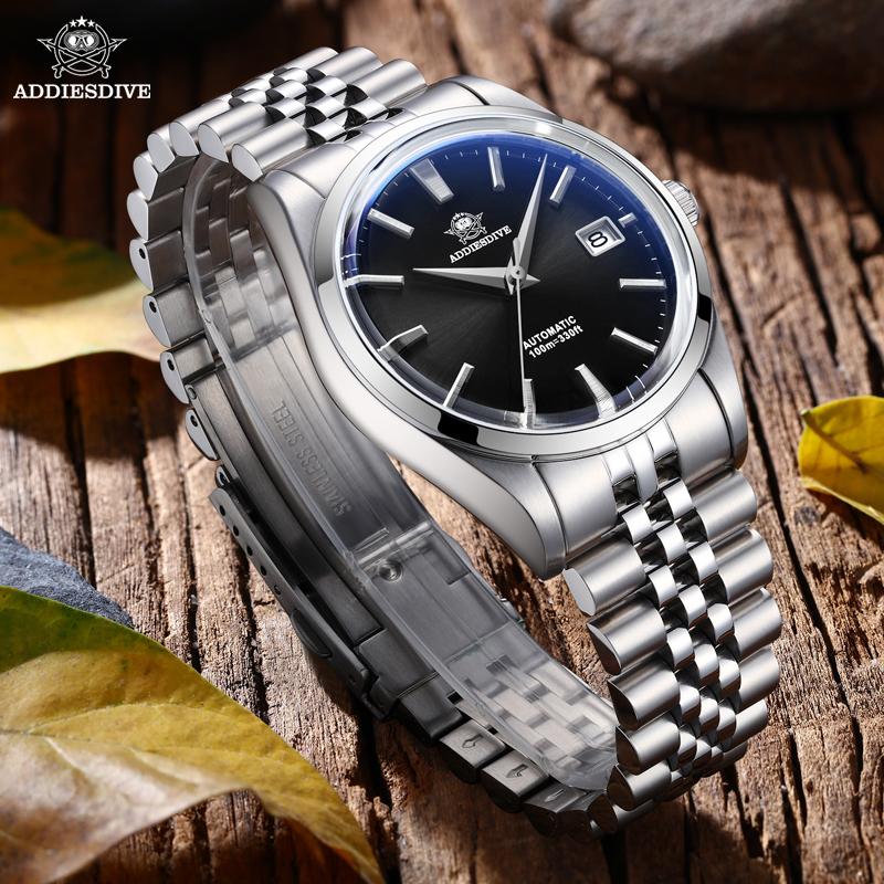 ADDIESDIVE Top Brand AD Automatic Mechanical Watch For Men Stainless Steel 10Bar Diver Watches Simple 39mm Relogio Masculino