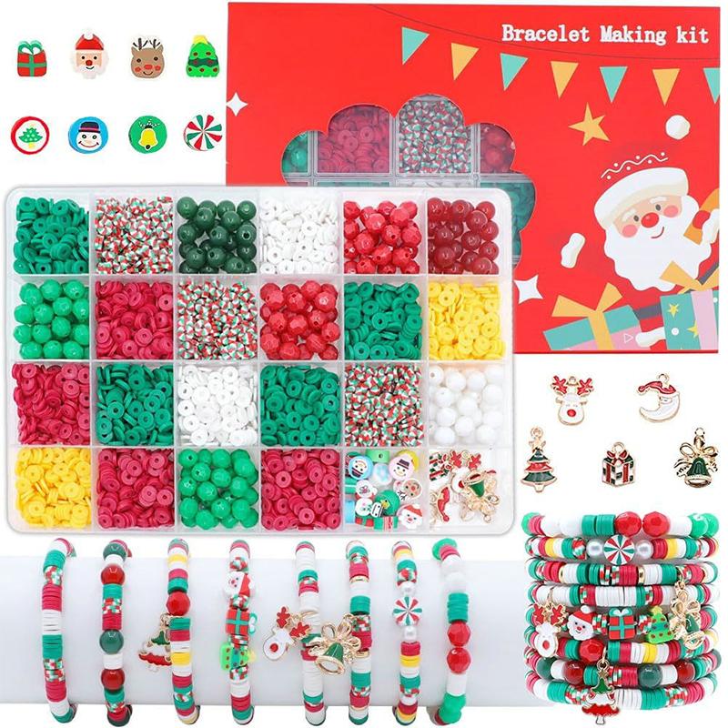 Набор для изготовления рождественских браслетов Бусины дружбы Глиняные бусины Набор для изготовления украшений и браслетов Набор-машинка для изготовления браслетов с подвесками Рождественский подарок