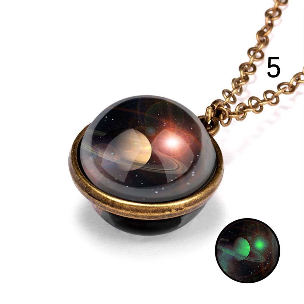Planet Galaxy Zinc Zinc Alloy Double Side Universe Jewelry Double Side Pendant Clavicle Chain Necklaces