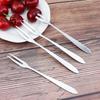 New 4 Pcs Kitchen Tools Cocktail Dessert Fork Tasting Stainless Steel Appetizer Cake Fruit Fork Food Pick Accessories Supplies