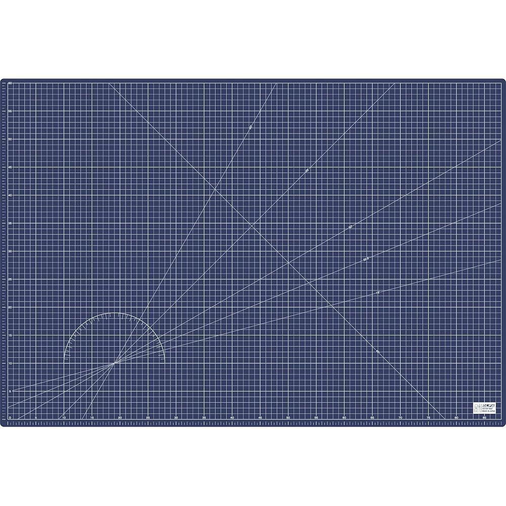 OLFA Rotary Mat A1 620x900x15mm with Grid and Angled Lines, Navy RM-A1-EC Cutting Mat