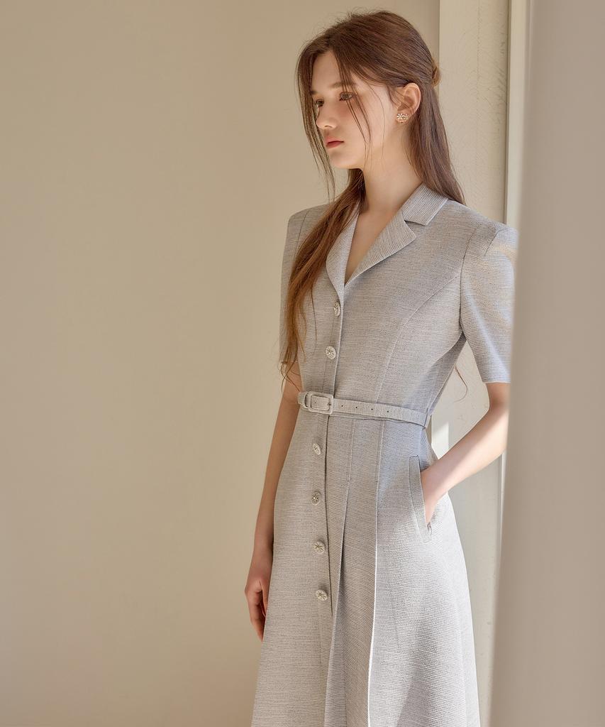 Julie And Kara 26Ss Calla141 Shebigins Giselle Tweed Dress Heather Black