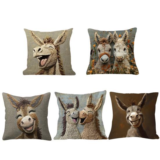 Наволочка Yousheng с принтом осла, простой в уходе дизайн, мягкий дышащий чехол для подушки, диван, спальня, патио, домашний декор