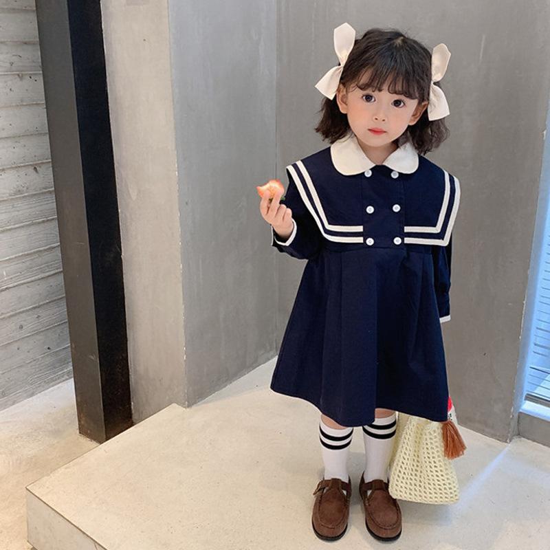 Платье для девочек в студенческом стиле, повседневная детская юбка, однотонное свежее детское платье принцессы