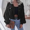 Женские винтажные повседневные однотонные осенне-зимние свободные куртки с длинными рукавами с лацканами и вельветовые короткие куртки с фонариками, модные пальто