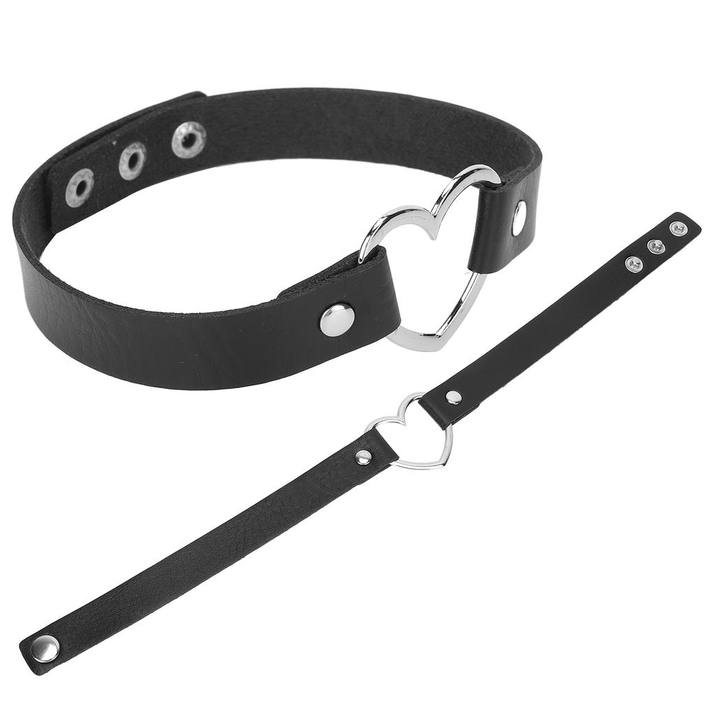 Чокер из ПУ кожи, сплав, регулируемый, ожерелье-воротник с украшением в форме сердца, ювелирный аксессуар, черный