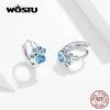 WOSTU Серьги-кольца со следами собачьей лапы S925, серебряные, синие, с цирконом, свадебные и помолвочные серьги