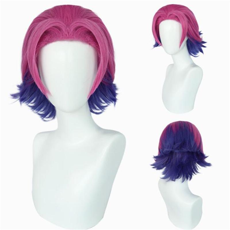 Парик для косплея Shieda Kayn LOL Heartsteel Shieda Kayn 30 см, красные, смешанные, фиолетовые, термостойкие синтетические волосы, игровые парики для аниме + шапочка для парика