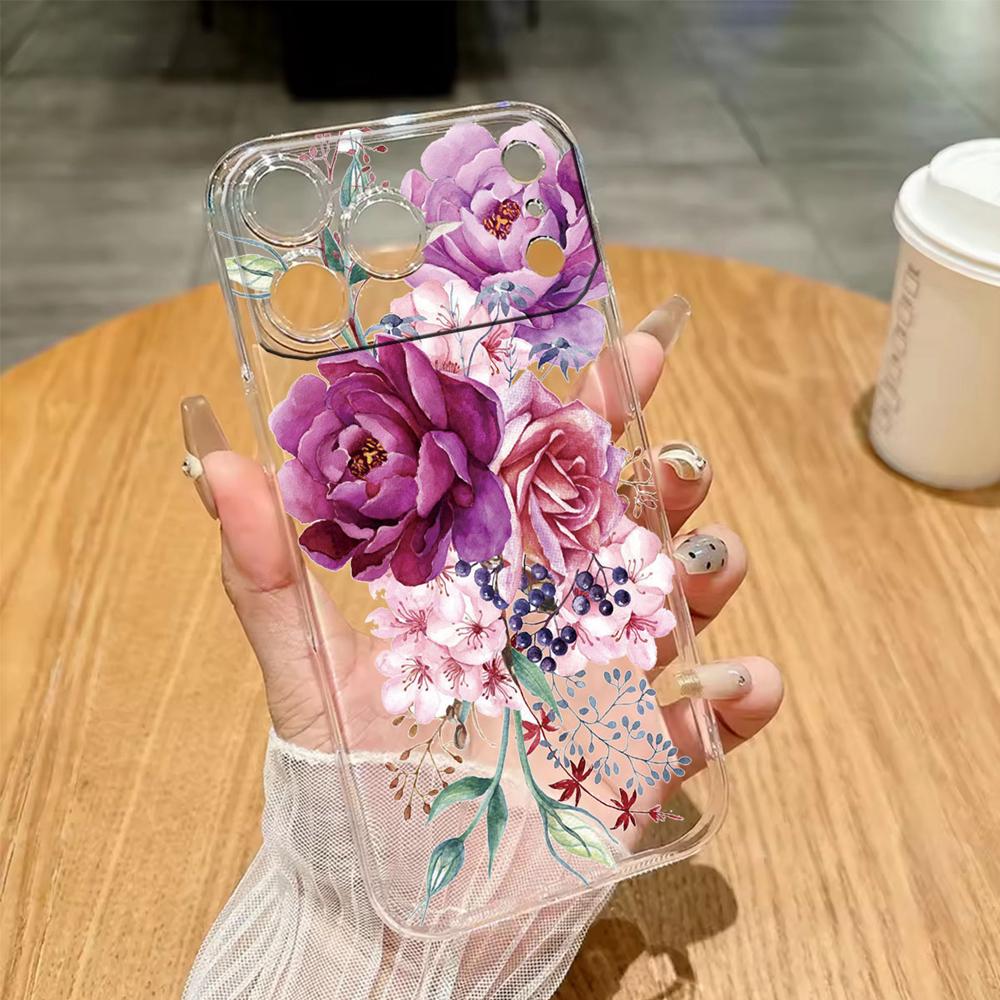 Масляная живопись с изображением розы Чехол для телефона Apple iphone 16 Pro Max 17 15 Plus 16e 17Air Защитный Прозрачный Парный Прозрачный Чехол