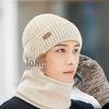 Men's Winter Knitted Wool Hat with Ear Protection, Plus Velvet, Windproof, Warm, Versatile Pullover with Large Brim.