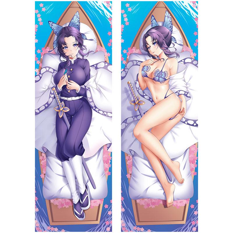 60x180cm Anime Demon Slayer Agatsuma Zenitsu Kochou Shinobu Dakimakura Case Two-sided 3D Print Bedding Hugging Body Pillow Cover