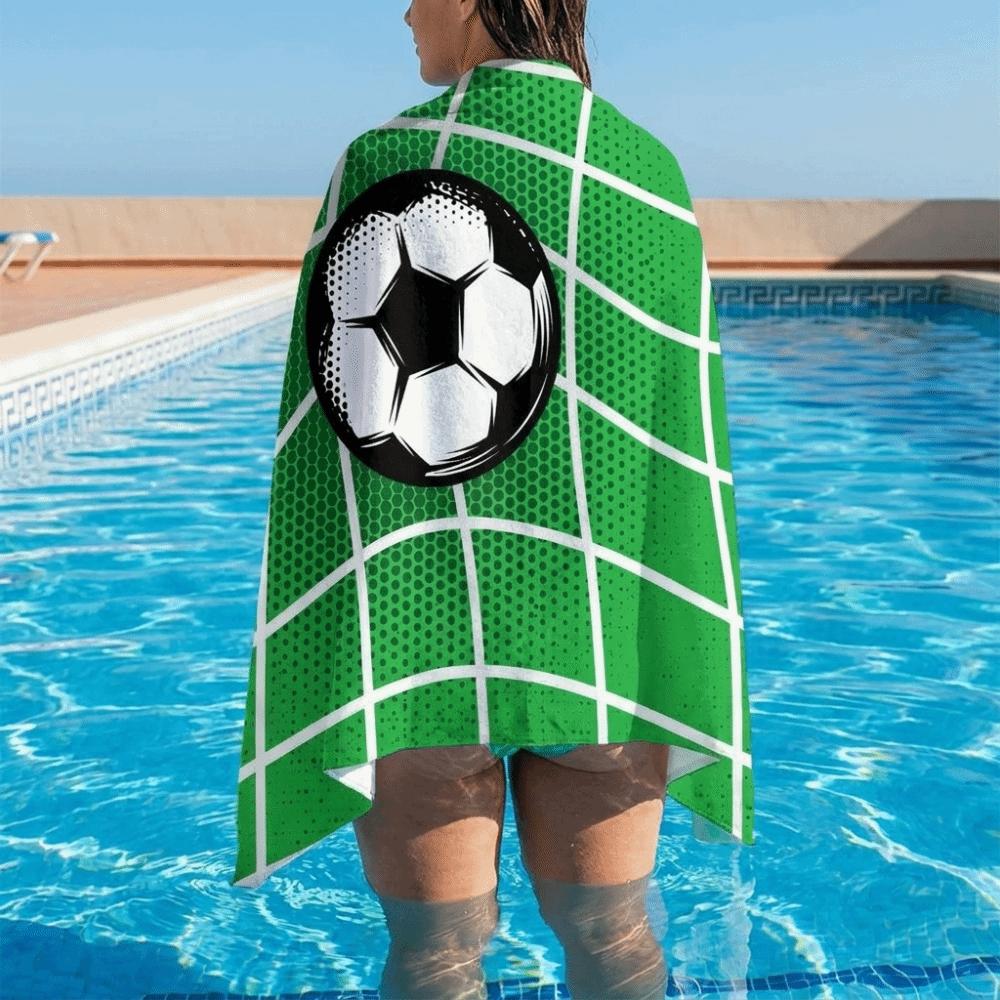 Portable Football Print Beach Towel Soft Shower Towel Creative Quick-Dry Beach Scarf Beach