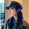 PU Leather Girl British Style Winter Women Berets Painter Cap Korean Style Octagonal Hat Navy Hat