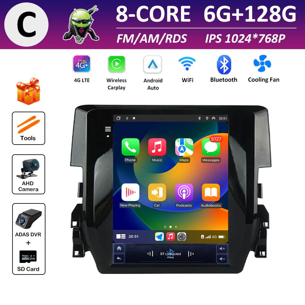 Android Интеллектуальная Система Bluetooth для Honda Civic 10 FC FK 2015 2016 2017 - 2020 IPS Сенсорный Экран DSP Стерео Аксессуары WIFI