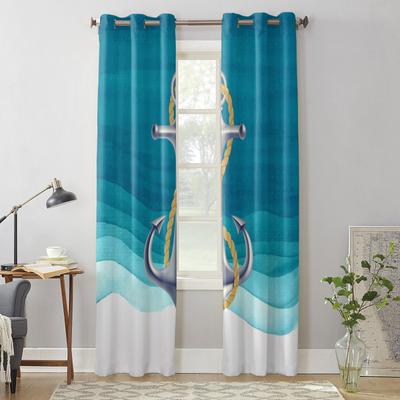 Океанский градиент, якорь, бирюзовые шторы для спальни, гостиной, оконные шторы, жалюзи, кухня, домашний декор, шторы