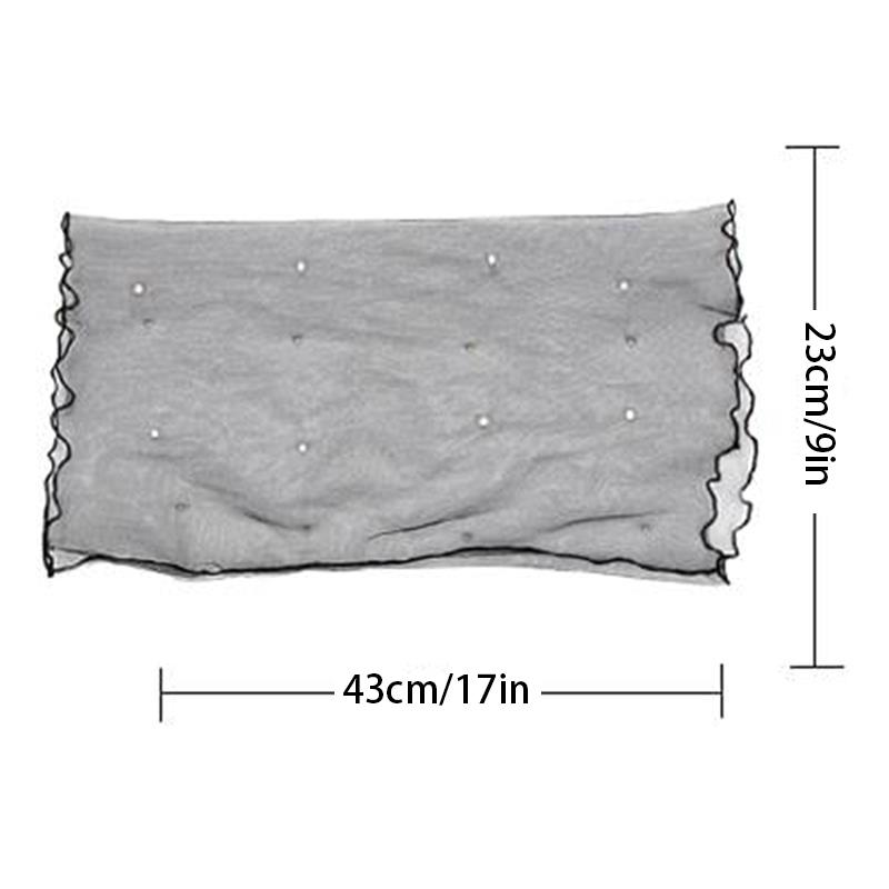 Women Clothing Accessories Transparent Scarf Circle Scarf Pearl Decor Mesh Fashion Elegant