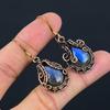 Beautiful Labradorite Gemstone Pure Copper Wire Wrapped Handmade Earrings For Gift