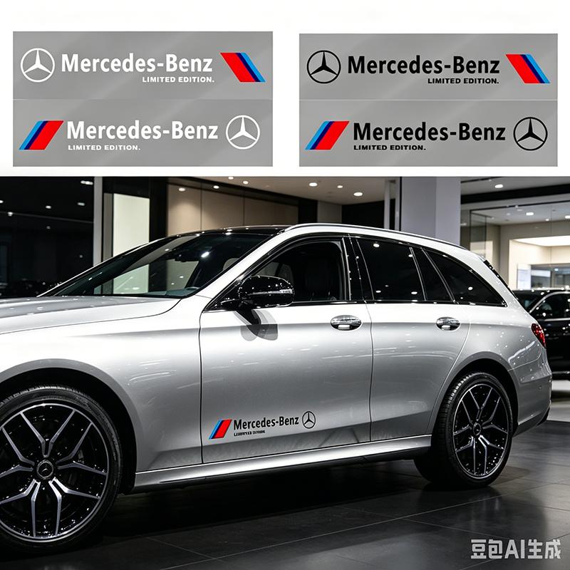 CRY1 2pcs Car Side Door Sticker Badge Decal Decoration Car Styling For Mercedes Benz W205 W177 W212 W213 W221 W220 W176 ML G63 E63