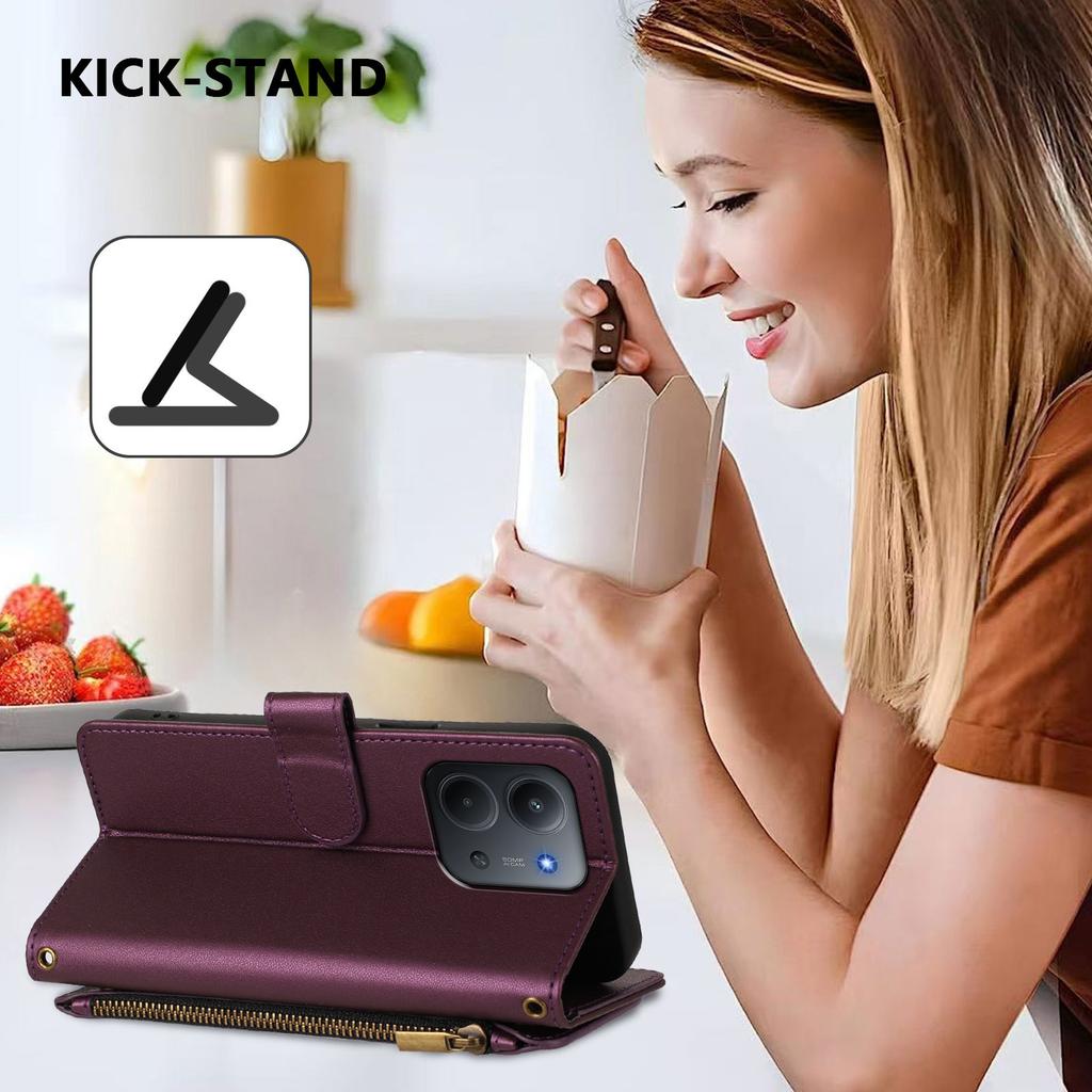 Для Xiaomi Redmi 15C 5G (США) (173мм)/Xiaomi Redmi 15C 4G (США) (173мм) Кожаный чехол с цветочным тиснением в виде бабочки, кошелек на молнии, подставка, крышка с ремешком на запястье