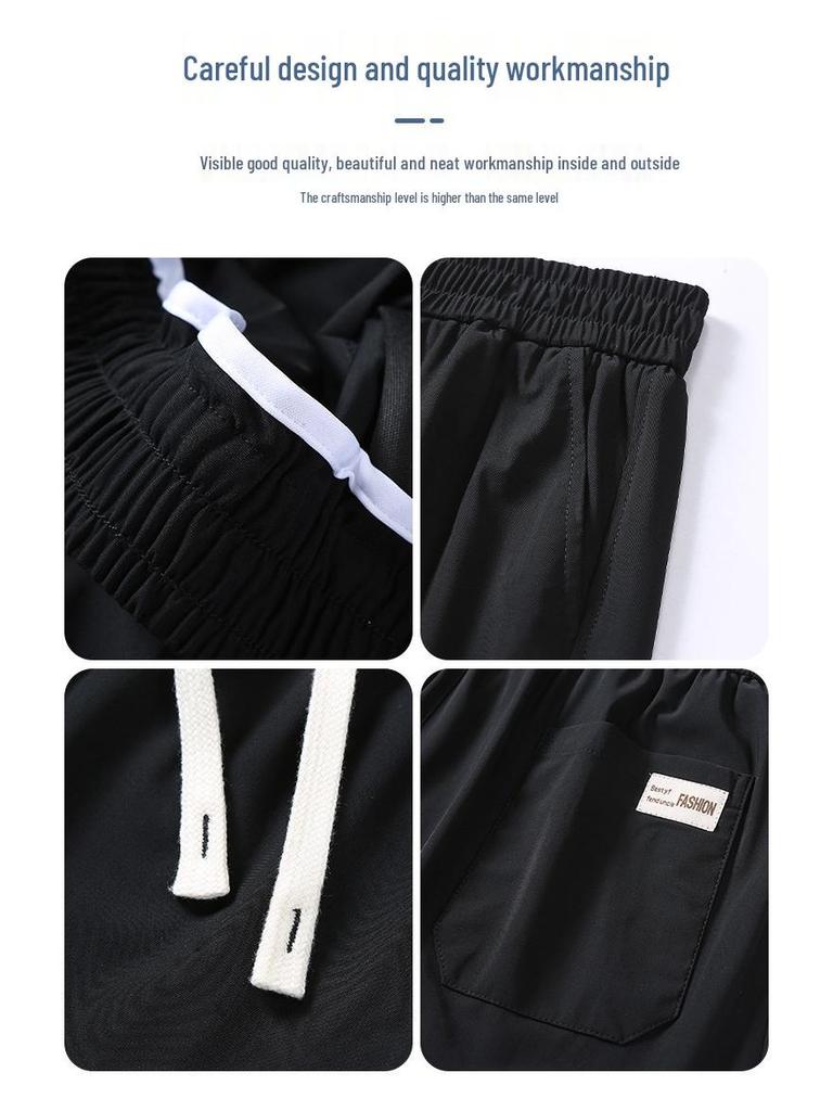 Мужские летние быстросохнущие широкие повседневные брюки прямого кроя