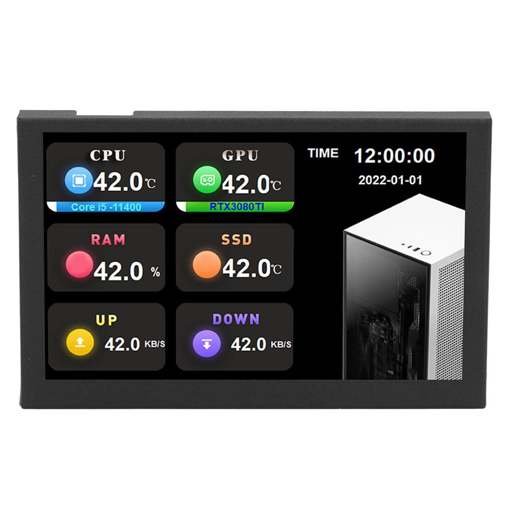 IPS USB Mini Screen 5 дюймов 800x480 Разрешение Type C Дополнительный экран ПК Данные Монитор для AIDA64 Черный