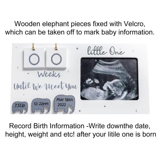 Baby Sonogram Picture Frame Wooden Ultrasound Photo Frame with Countdown Weeks Pregnancy Milestone