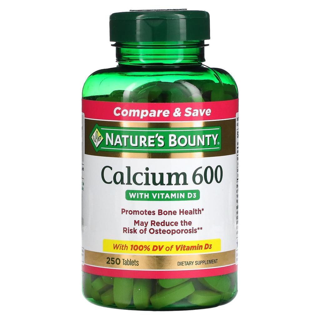 Nature's Bounty Calcium 600 with Vitamin D3, 250 Tablets