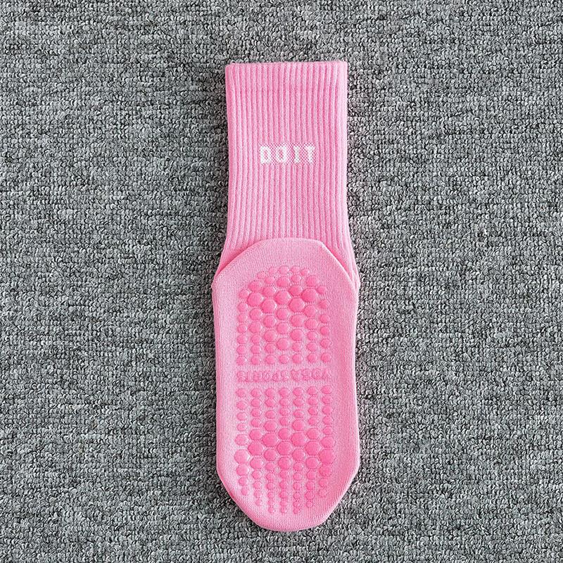 Хлопковые дышащие носки для йоги до середины икры, однотонные полосатые противоскользящие спортивные носки, носки для пилатеса, носки для танцев, фитнеса и тренировок