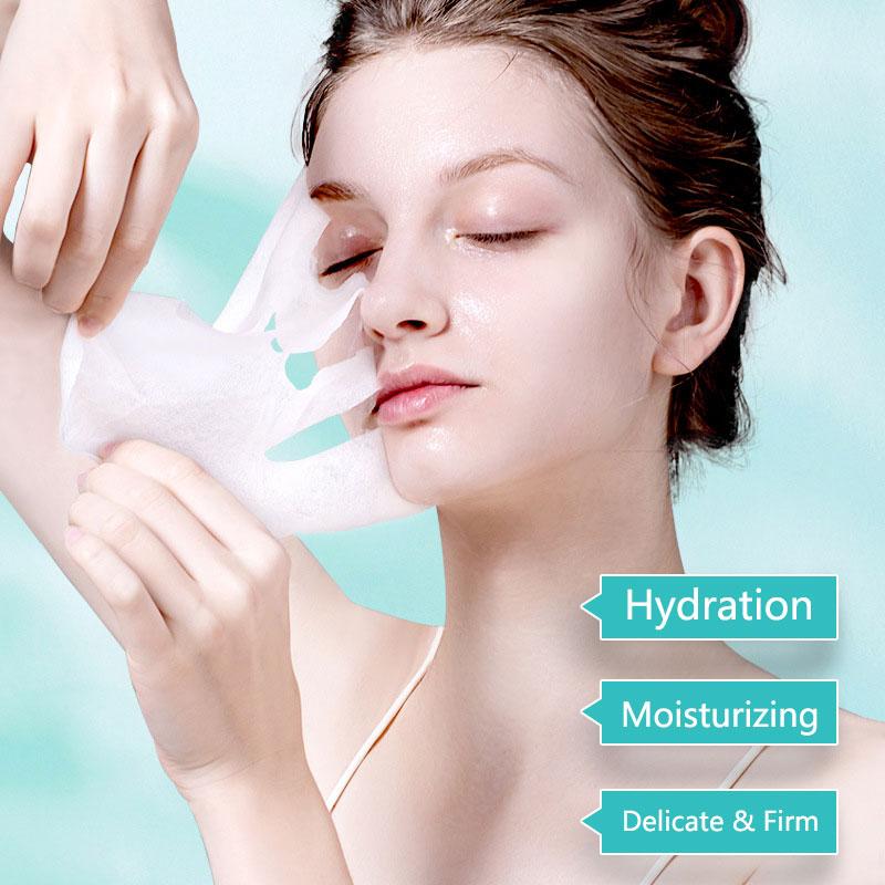 10Pcs Hyaluronic Acid Facial Mask Sheet Pores Moisturizing Oil-Control Anti-Aging Replenishment Whitening Face Care