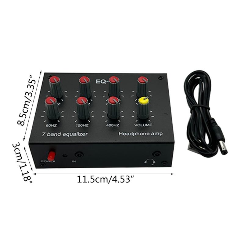 7 Band Digital Equalizer 3.5mm Jack Dual Channel Audio Headset Amplifier 12dB High Bass Adjustment for Mobile Phone