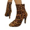 Мода Новая Мода Леопардовый Принт Женские Ботильоны Мода Элегантные Танцевальные Вечерние Выпускные Туфли Высокий Каблук Женские Современные Короткие Ботильоны