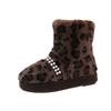 Леопардовый мех платформы женские зимние ботильоны бисер короткие плюшевые балетки хлопковая обувь 2025 тренд мода теплые зимние ботинки женские