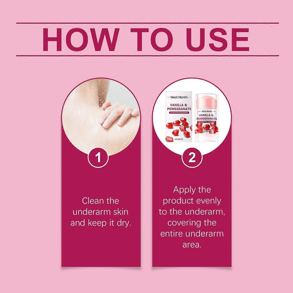 Pomegranate Body Treatment Bar - Deodorant for Underarms, Non-Sticky, Portable, Long-Lasting Fragrance
