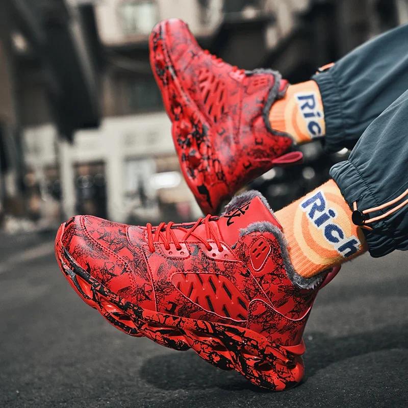 Мужские ботинки 2024 года, новые зимние тапочки, теплые мужские туфли, водонепроницаемые нескользящие плюшевые кроссовки, мужские теннисные туфли, ботинки, мужские кроссовки, зимние