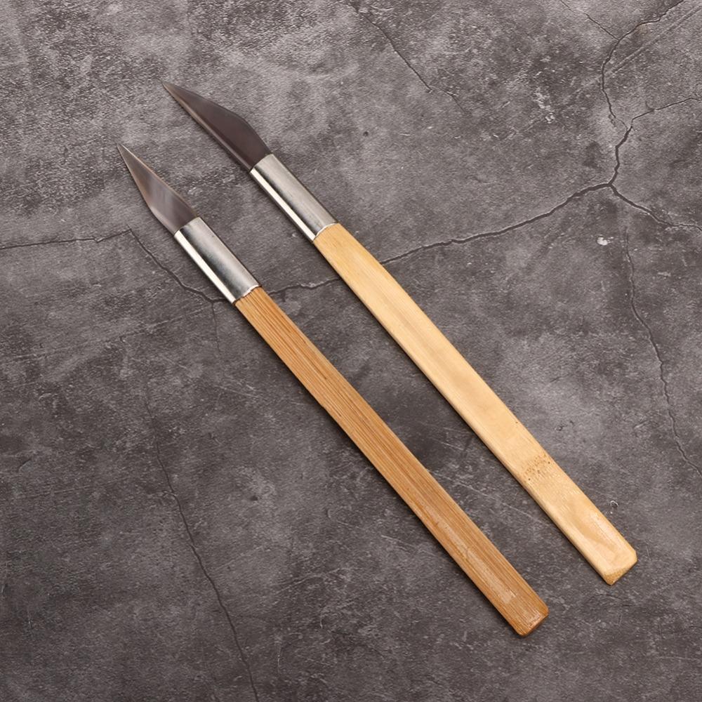 2Pcs Agate Material Jewelry Polishing Tool Wooden Handle Jewelry Tools Agate Burnisher Clay Craft