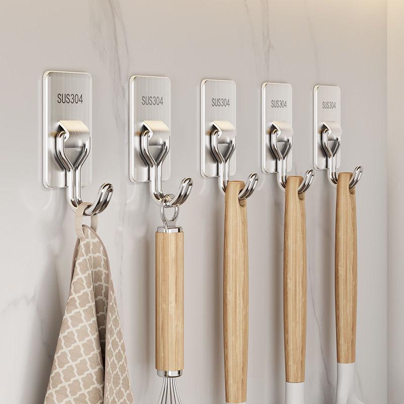 Прочный самоклеящийся крючок из нержавеющей стали на дверь для пальто – Без сверления, Идеально подходит для гостиных, кухонь и общежитий