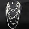Stylish Pearls Jewelry Set Featuring Multilayers Necklace and Earrings Accessory for Fashionable Woman Casual Wear
