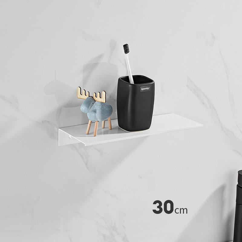 30-50cm Wall-mounted Bathroom Shower Shelf Black/White Wash Gargle Storage Rack Holder Toilet Organize Aluminum Bathroom Shelves