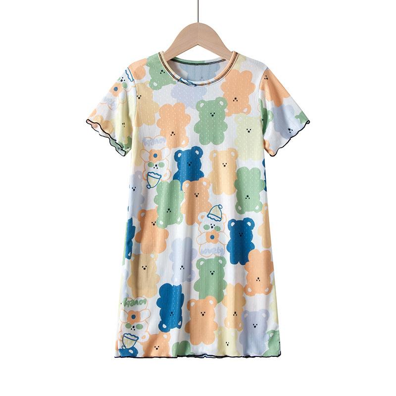 Платье для сна для девочек, детское летнее тонкое кружевное платье для сна с рисунком из мультфильма