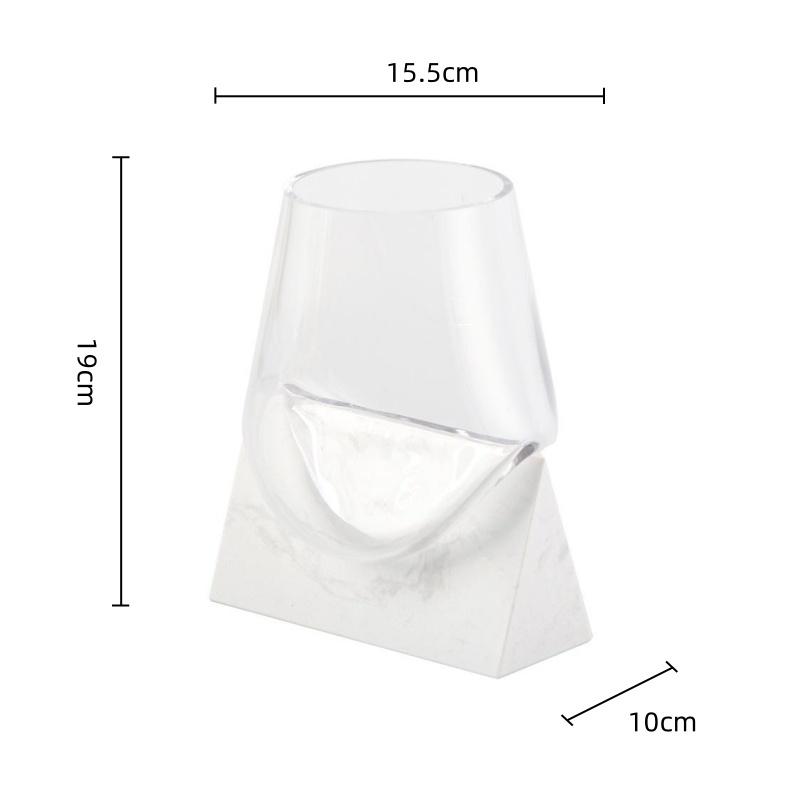Glass Vase Marble Base Abstract Irregular Fluid Flower Vase Hydroponics Terrarium Flower Arrangement Accessories Home Decoration