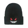 Beanie Anime Cartoon Big Mouth Red Eyes Embroidery Knitted Hat Pullover Thermal Hat Autumn and Winter Wool Hat Female