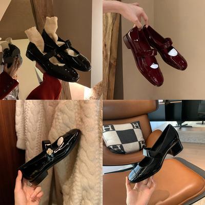 Классические универсальные туфли Мэри Джейн с круглым носком и толстым каблуком, маленькие кожаные туфли для женщин, весна и осень