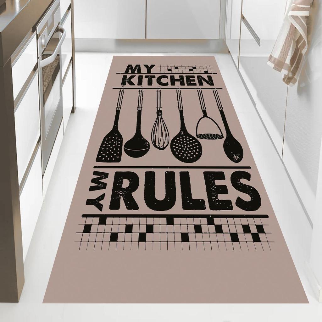 Epeddler Home Modern My Kitchen My Rules Digital Printing Non-Slip Dot Base New Generation Living Room, Kitchen, Hallway Carpet and Runner