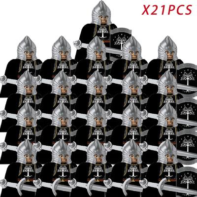 21 шт. MOC Властелин Колец Эльфы Солдаты Орки Армия Фигурки Доспехи Стражник Гном Воин Лучник Средневековые Рыцари Строительные Блоки Кирпичики игрушка подарок