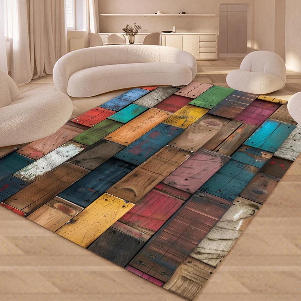 Красочный ковер с текстурой дерева для спальни, гостиной, дома, украшения дивана, большой игровой коврик для детей
