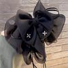 French Style Shiny Rhinestone Hair Claw Elegant Women Sequin Hairgrips Black Bow Shark Clip  Party