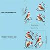 Christams 3 Birds in Red Santa Hat Window Clings, Xmas Theme Flower Birds Design Glasses Decorations, 11.8 * 10.6Inches Size Chritsmas Window