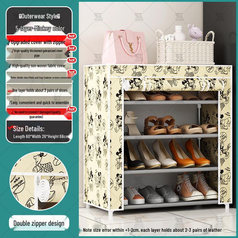 Multi-Layer Indoor Shoe Rack with Curtain